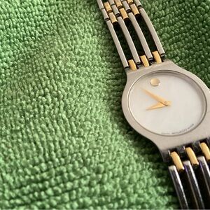 Movado Gold and Silver Watch with White Face